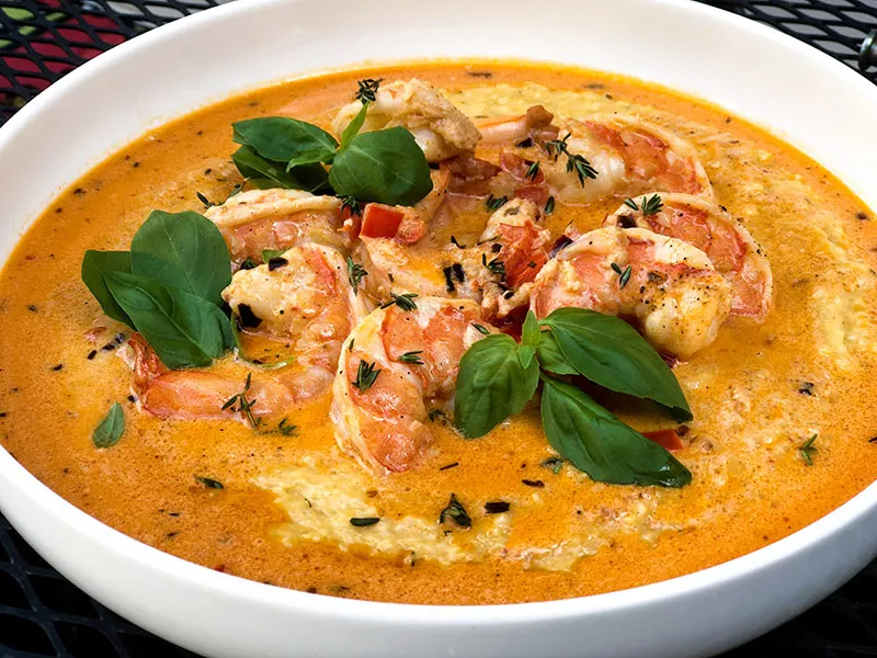 Creamy Garlic and Tomato Shrimp and Fontina Grits