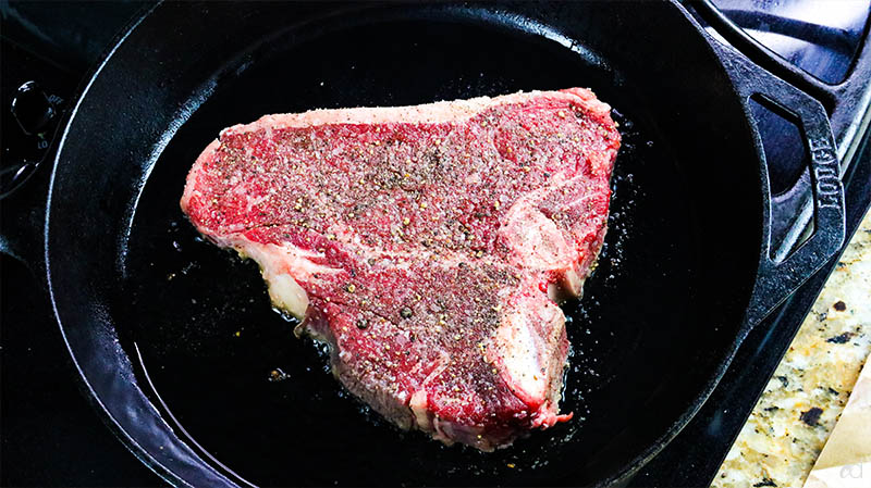 searing the porterhouse steak