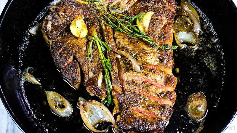 Perfect Cast Iron Steak {Herb Butter Basted!} - Plays Well With Butter