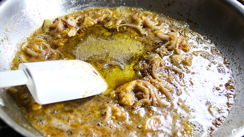 melting miso in hot butter and adding honey