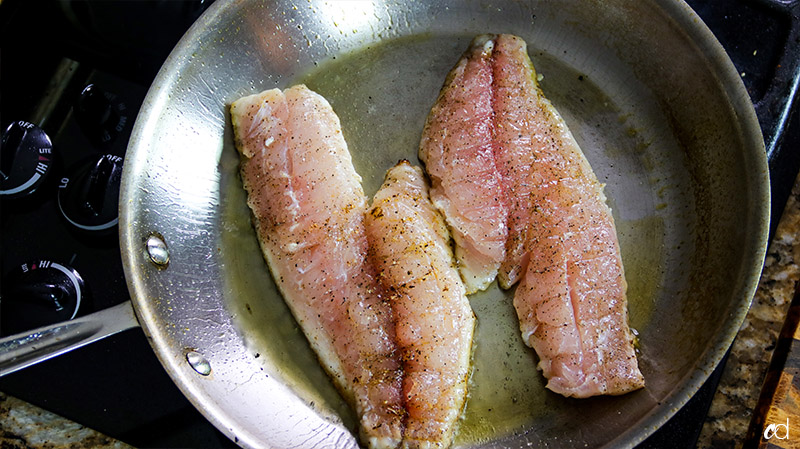 red snapper searing on skin side