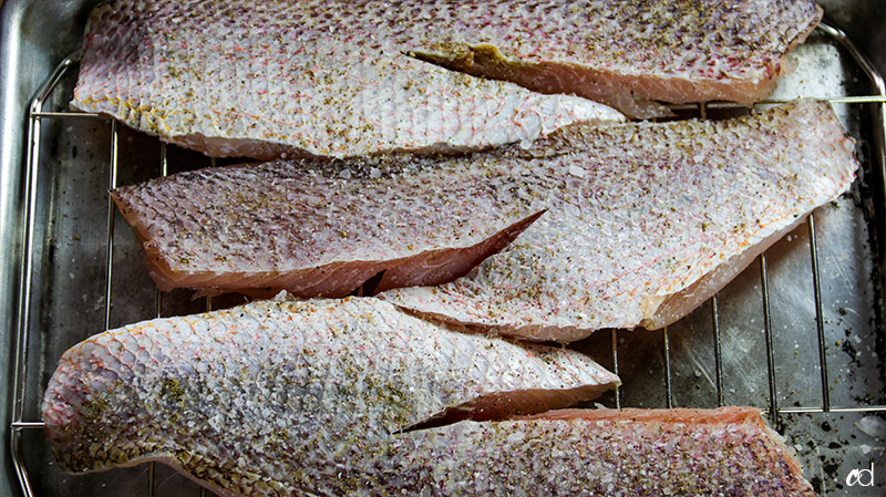 seasoned red skin snapper