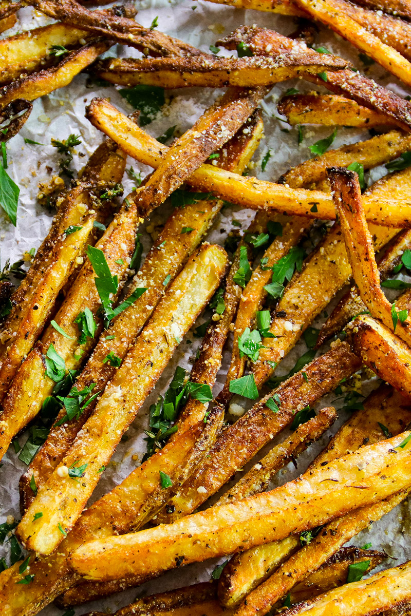 Pesto Red Snapper with Baked Parmesan Fries