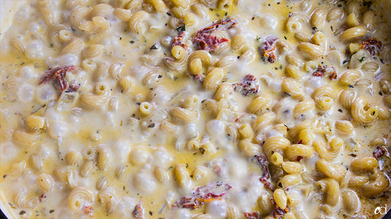 closeup of pasta cooking