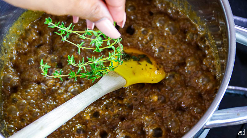 adding herbs to savory caramel