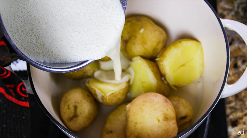 Garlic and Leek Creme Fraiche Mashed Potatoes