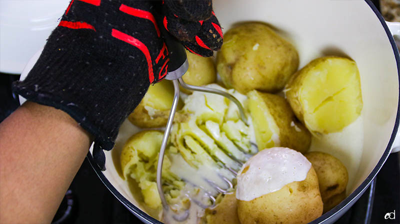 Garlic and Leek Creme Fraiche Mashed Potatoes