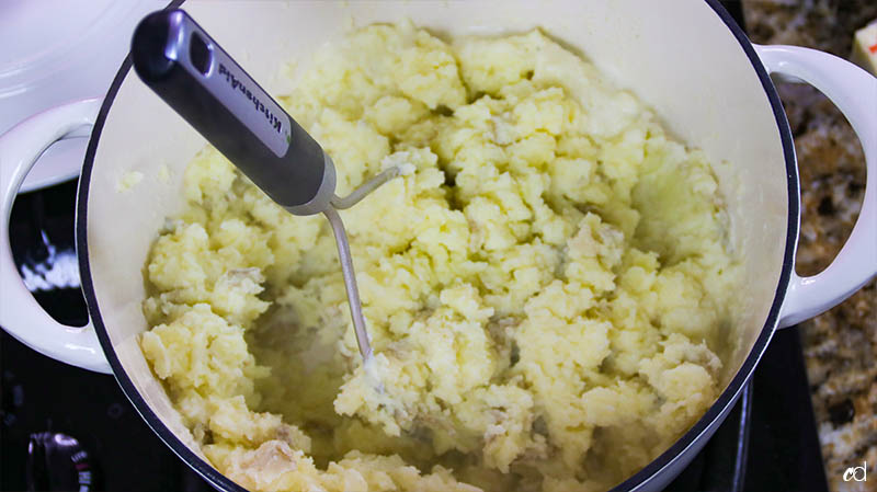 Garlic and Leek Creme Fraiche Mashed Potatoes