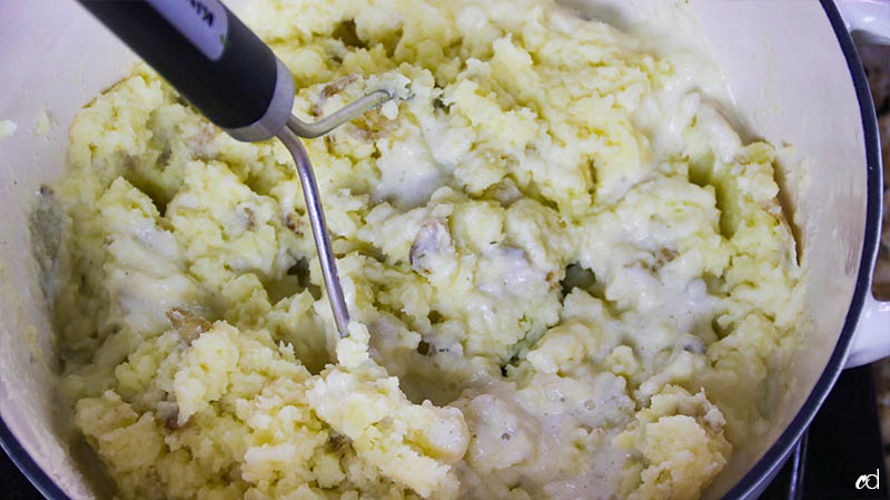 Garlic and Leek Creme Fraiche Mashed Potatoes