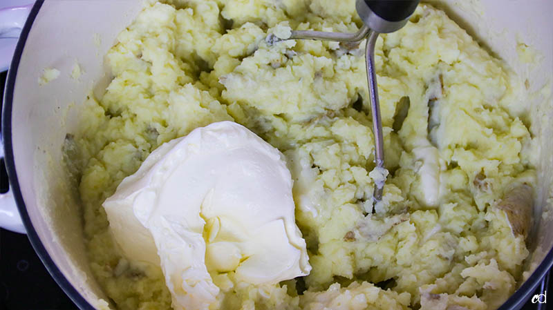 Garlic and Leek Creme Fraiche Mashed Potatoes