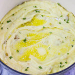 Garlic and Leek Creme Fraiche Mashed Potatoes