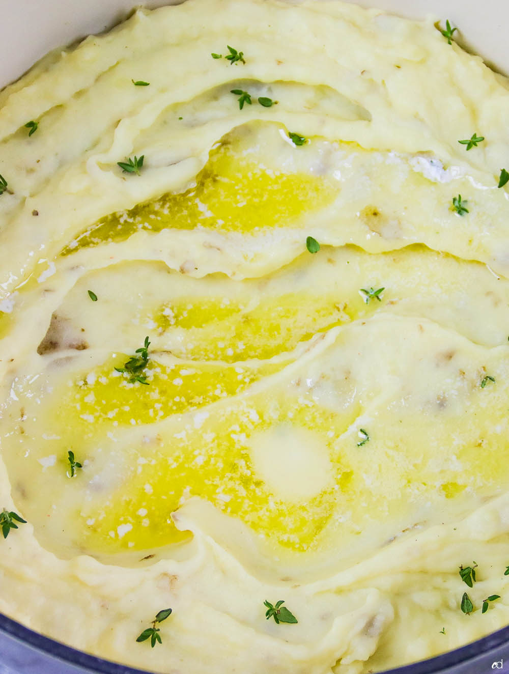 Garlic and Leek Creme Fraiche Mashed Potatoes