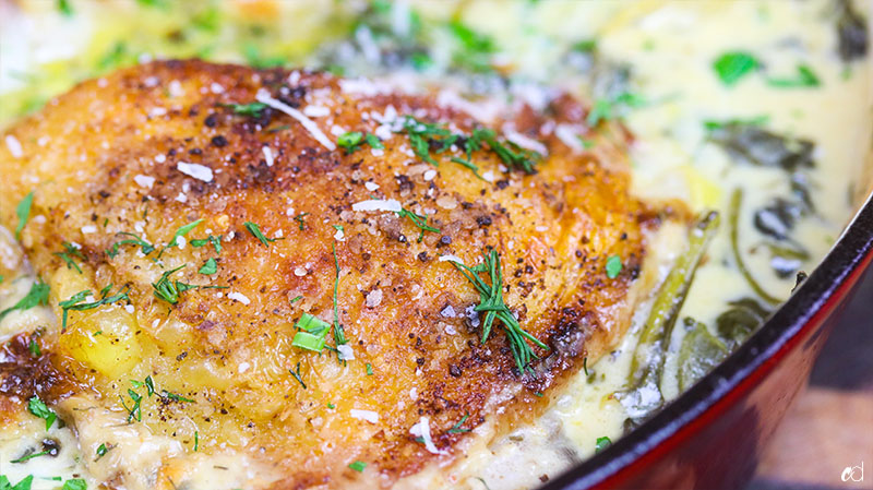 Spinach Artichoke Chicken Thighs