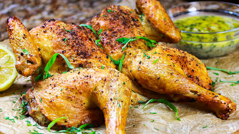 Weeknight Roast Chicken with Garlic and Herb Butter Sauce