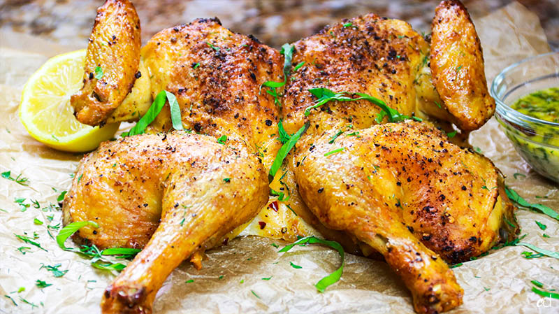 Weeknight Roast Chicken with Garlic and Herb Butter Sauce