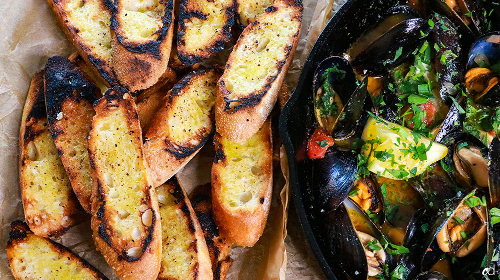 Grilled Drunken Beer Braised Mussels