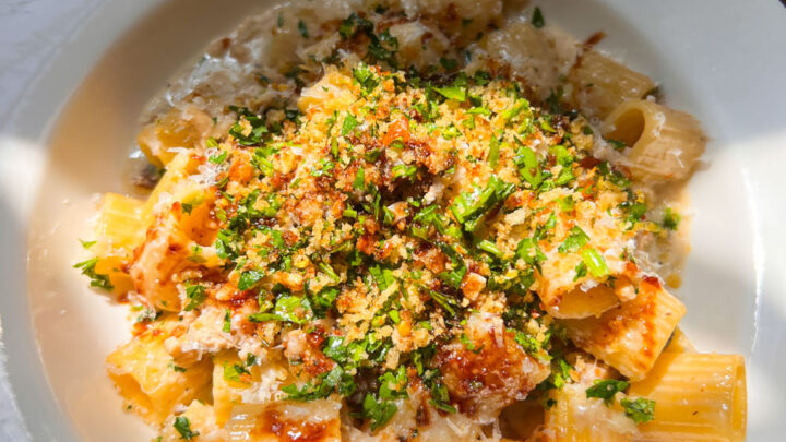 Creamy Chicken Marsala Pasta In Bowl