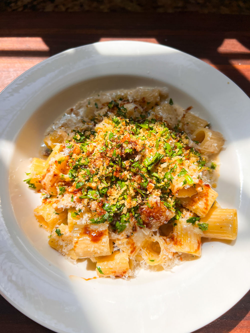 Creamy Chicken Marsala Pasta In Bowl