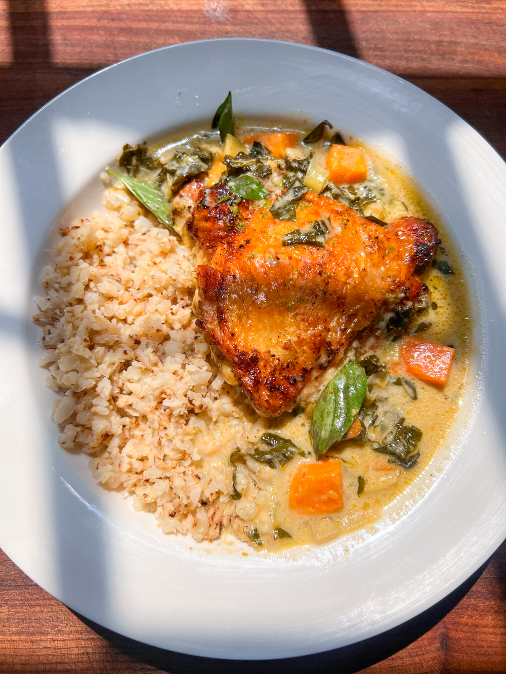Crispy Chicken Thighs Green Coconut Curry