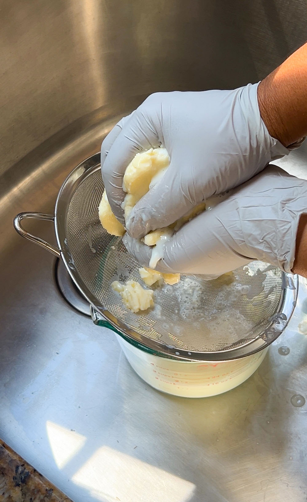 Squeezing Buttermilk Out Of Cultured Butter
