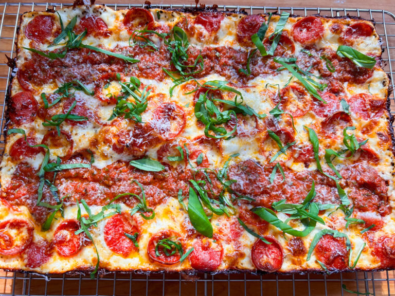 Pepperoni Basil Detroit Pizza